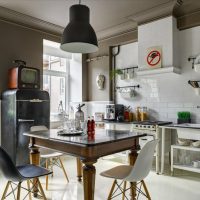 Retro refrigerator in a modern kitchen