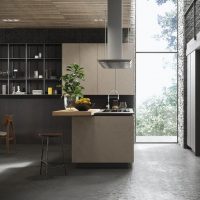 Kitchen with a large window in a private house