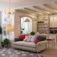 country-style kitchen-living room