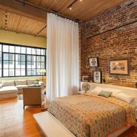 White curtain in a loft style apartment