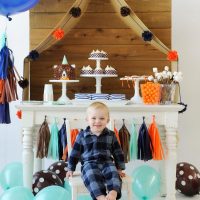 Festive table in the nursery of a one-year-old boy