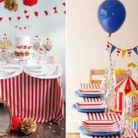 Striped napkins on the festive table