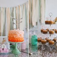 Cake of roses on the festive table