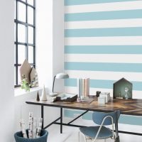 Blue stripes on a white wall