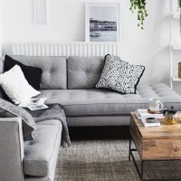 Gray lint-free rug on the living room floor