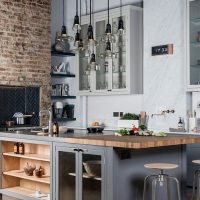 Cucina a isola in stile loft