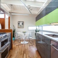 Wooden ceiling in the kitchen of a country house