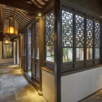 Window decoration of a private house with wooden decorations