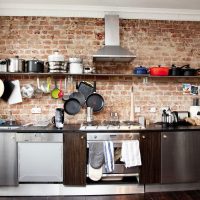 Kitchen interior with open shelves