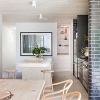 Glossy ceramic tile surface on a kitchen wall