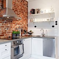 The working area of ​​the kitchen-living room with a corner set