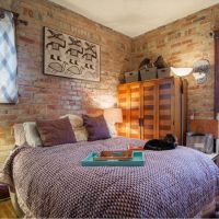 Red brick in bedroom design