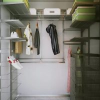 Metal racks in the pantry of a prefabricated house