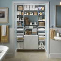 Storage room in the interior of the bathroom