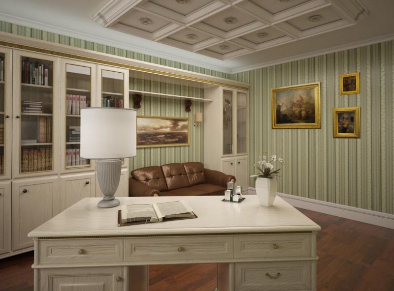 Wooden desk in the home office