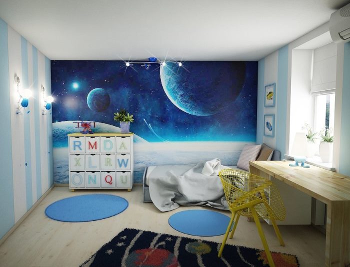 Interijer dječje sobe u svemirskom stilu