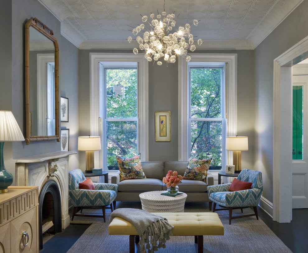 Lighting in the living room with two narrow windows