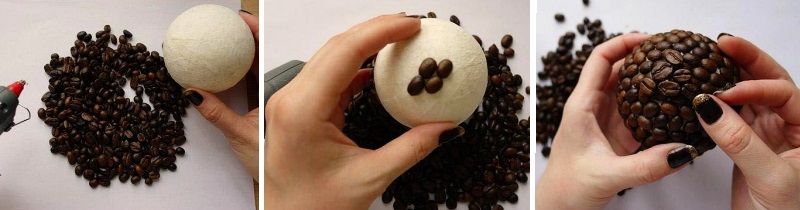 Pasting a white ball with your own coffee beans