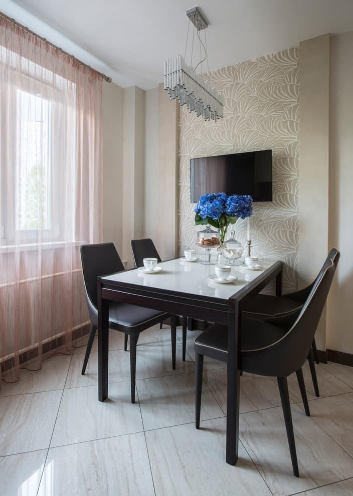 Dining table in a modern kitchen