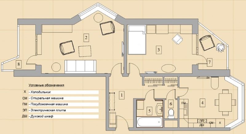 Layout of a typical vest in a 44t series house