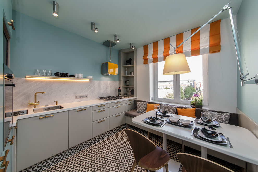 Orange Striped Kitchen Curtains