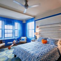 Colorful bedspread in the bedroom