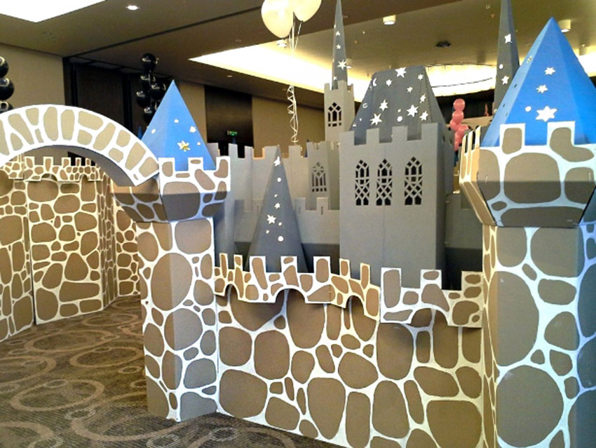 Cardboard toy castle for boy's birthday