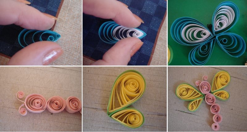 Il processo di creazione di farfalle con la tecnica del quilling