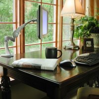 Desk in front of a panoramic window