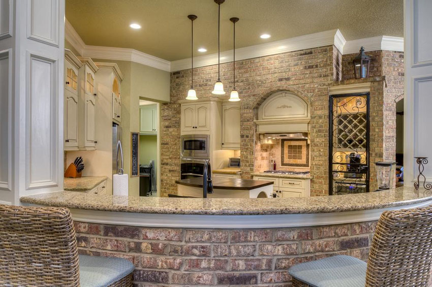 Brick wall kitchen lighting