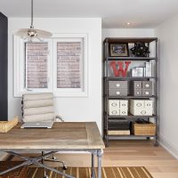 Metal table with wood top