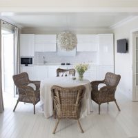 Rattan furniture in a modern kitchen