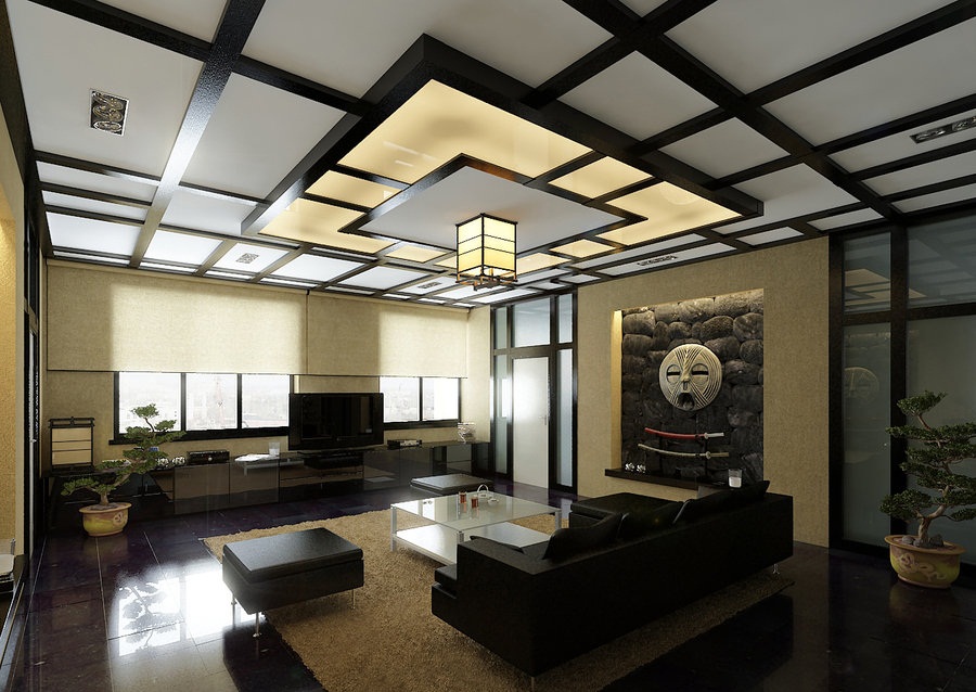 Wooden beams on the living room ceiling