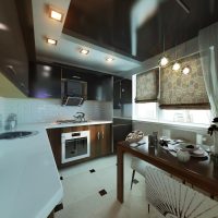 Two-level ceiling in the kitchen of a panel house