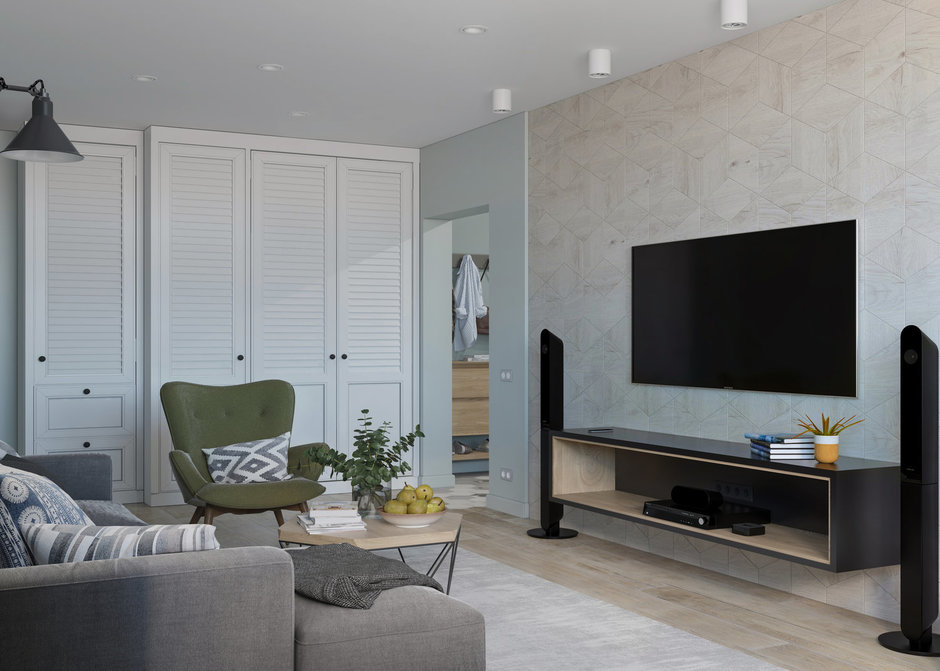 Modern interior of a living room in a panel house