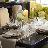 Glass wine glasses on a wooden table