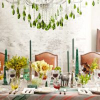 Festive table with living plants