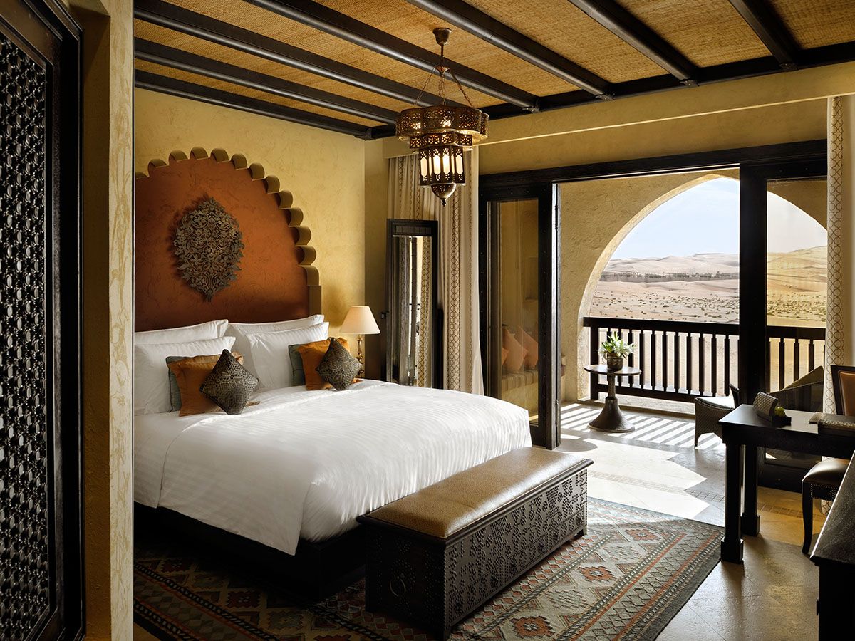 The interior of a small bedroom in a colonial style