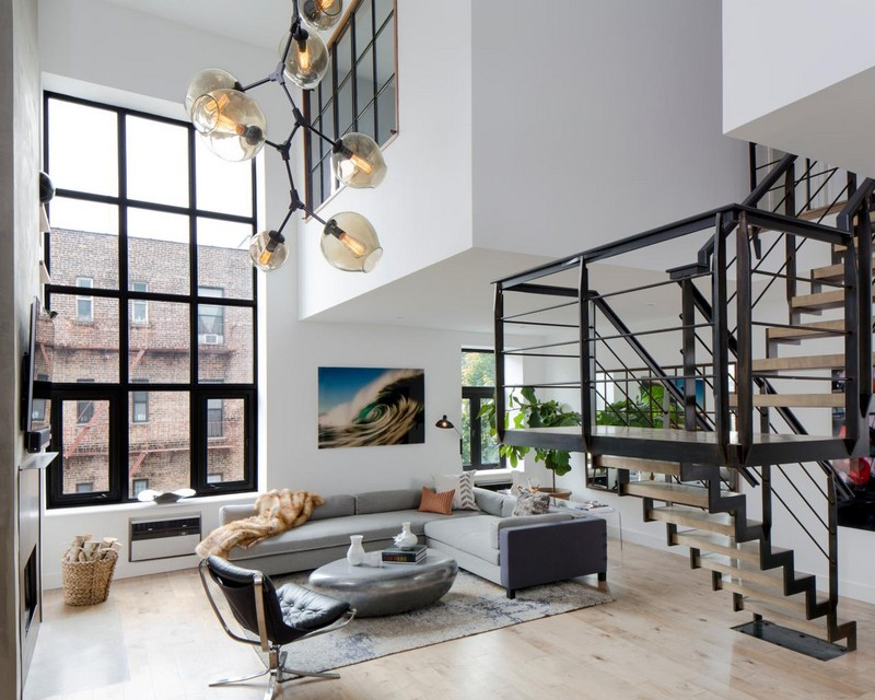 High window in a two-level apartment