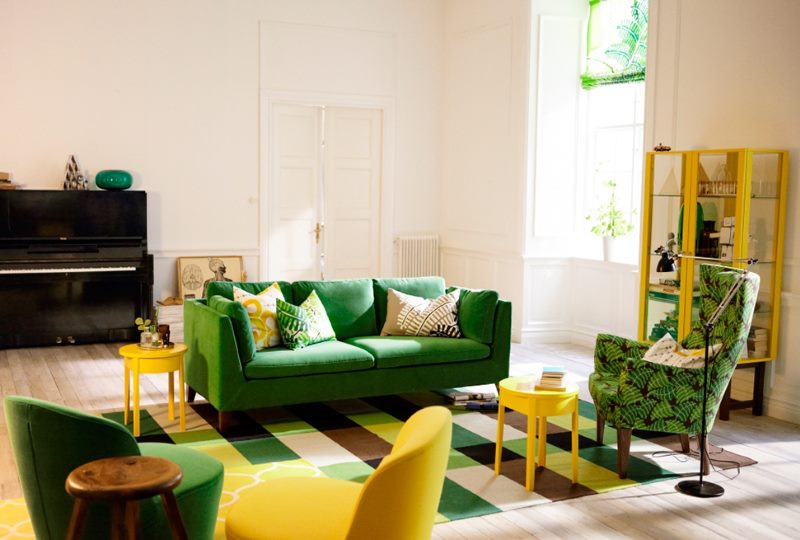 Spring interior of the living room of a private house