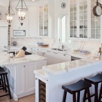 White kitchen design with island