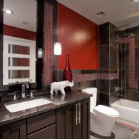 Red color in the design of the bathroom