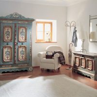 Vintage wardrobe in a rustic style room