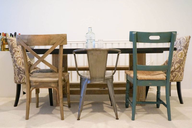 Different chairs at the dining table