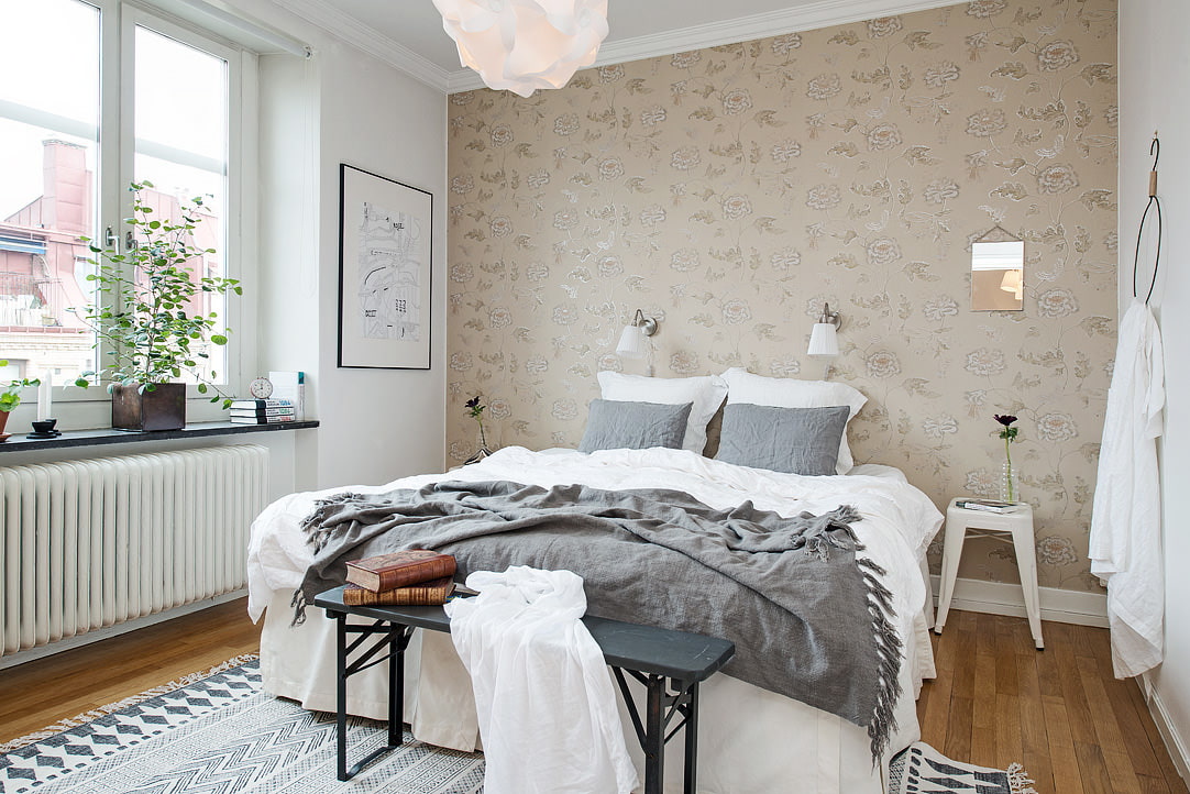 Scandinavian style small bedroom interior