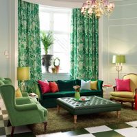 Green color in the interior of the living room