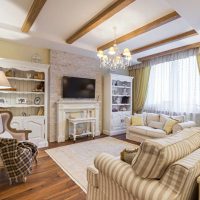 Wooden beams on the living room ceiling