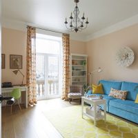 Cream walls in the living room of the apartment