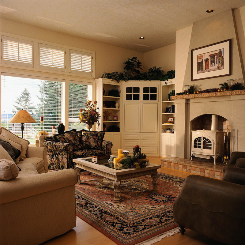 Corner wardrobe in the interior of the living room