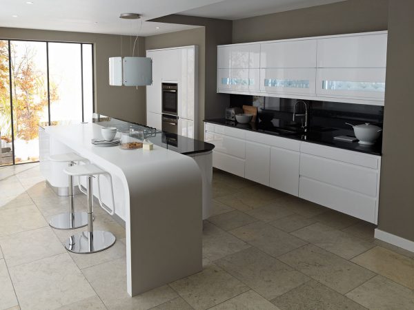 kitchen counter with faux stone worktop